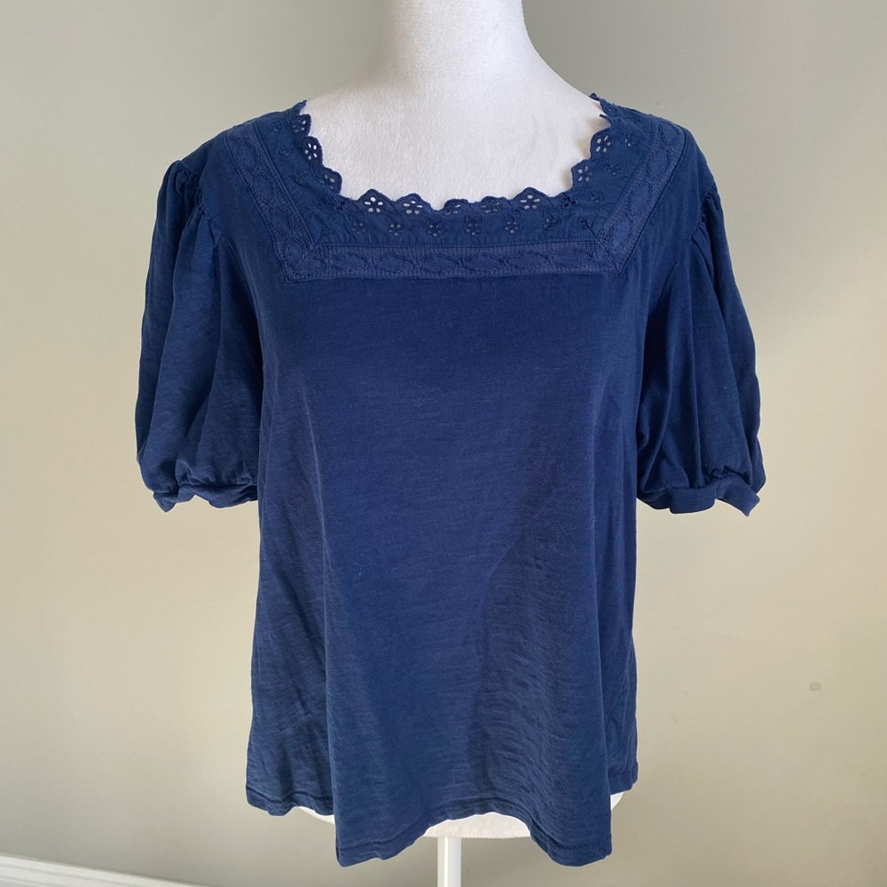 St. John's Bay Blue Puff Sleeve Blouse